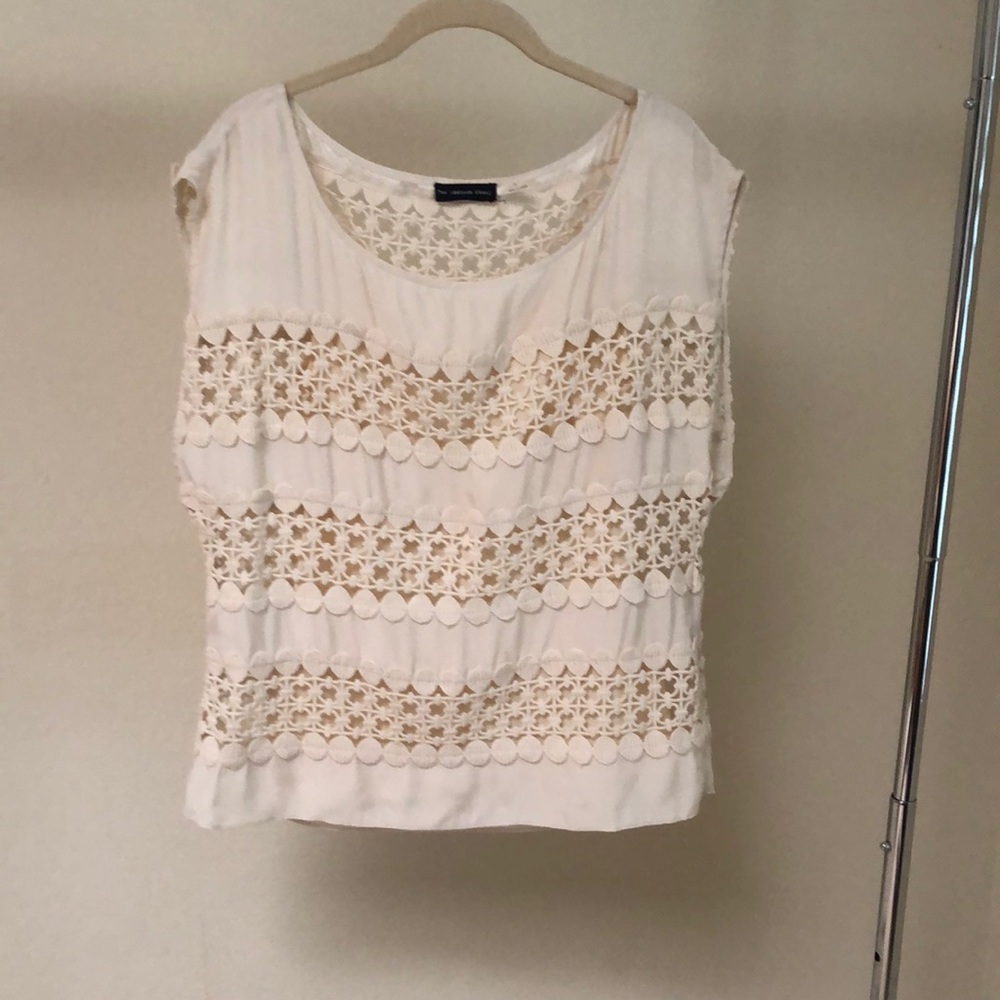The Addison Story ivory crocheted silk top